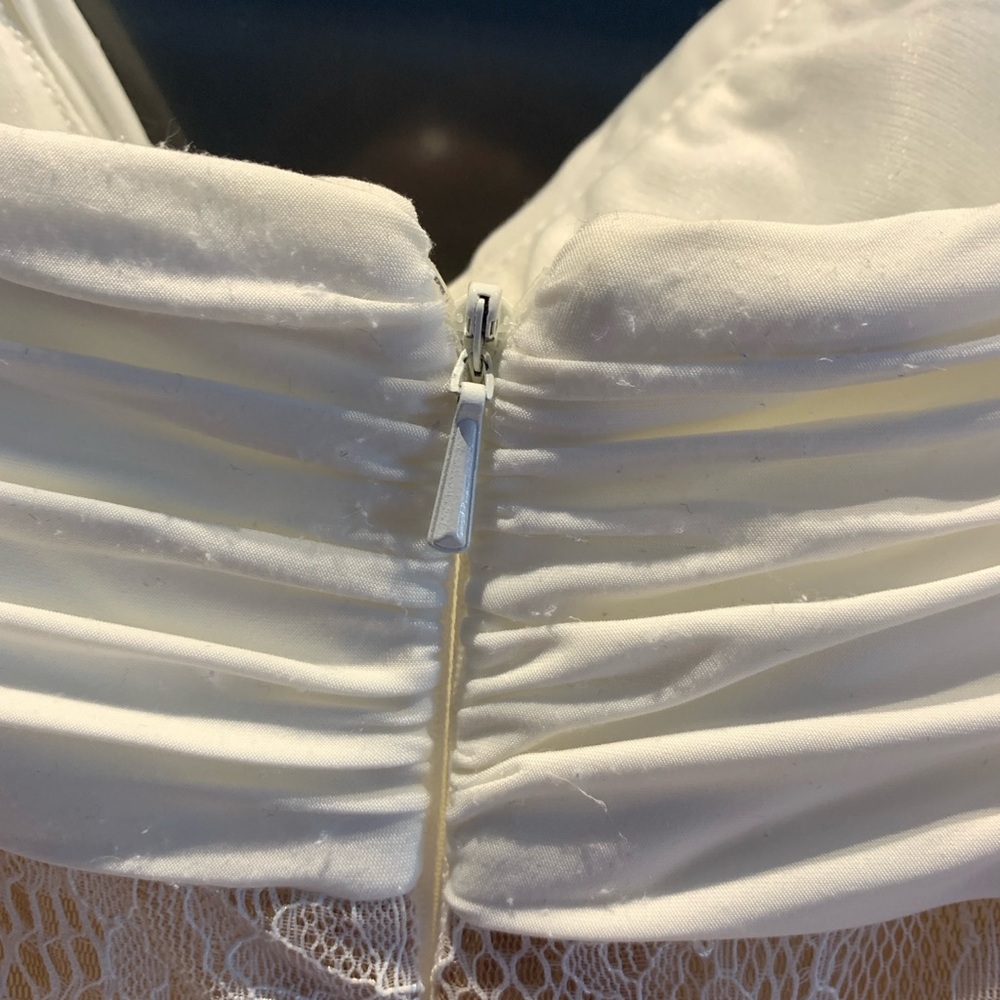 Max and Cleo Sophia White Ruched High-Low Maxi Dress Size 10 - Picture 6 of 12
